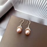 Small fragrance full diamond pearl earrings