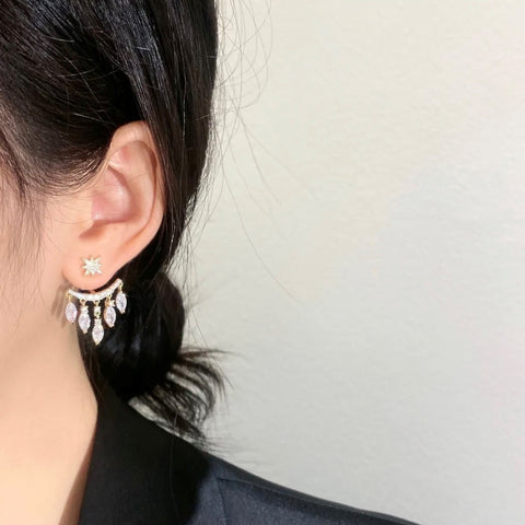Zircon Water Drop Tassel Earrings (Two ways to wear)