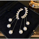 Diamonds Earrings with Pearl Tassels