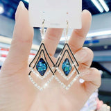Fashion Rhombus Sapphire Earrings