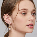 Small fragrance full diamond pearl earrings