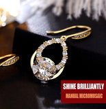Sweet Heart Design Golden Drop Earrings-Zircon