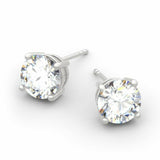 Classic Round Cut Sterling Silver Stud Earrings