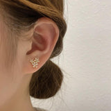 Zircon Flower Irregular Earrings