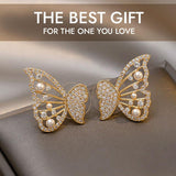 Black Friday Promotion-Butterfly Earrings with Pearls and Diamonds
